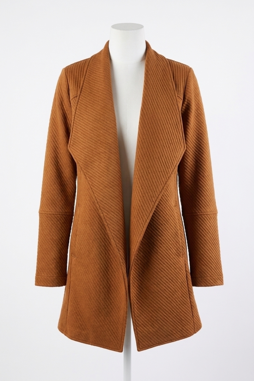NEW SKIES ARE BLUE thick knit fold over collar cardigan in camel